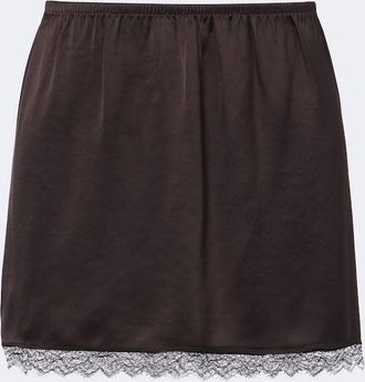 Leset Barb lace-trimmed satin miniskirt