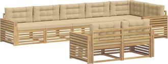vidaXL Conjunto De Sof&aacute;s De Exterior 8 Uds. Y Beige Poli&eacute;ster Vidaxl