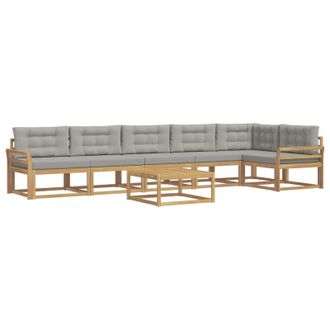 vidaXL Conjunto De Sof&aacute;s De Exterior 7 Pcs Blanco Y Gris Claro Vidaxl