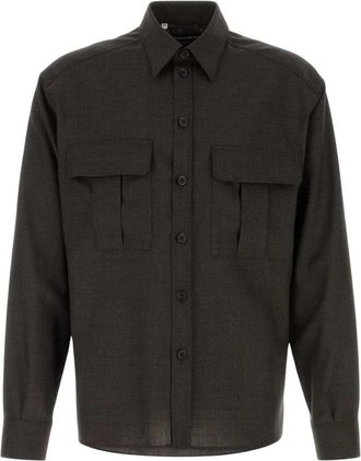 Dolce & Gabbana Virgin wool canvas overhemd - Heren - Casual Overhemden - Bruin - XL - Wol - Overhemden
