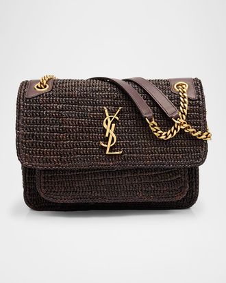 Saint Laurent Niki Medium YSL Raffia Shoulder Bag