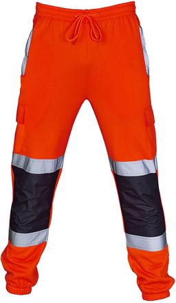 Generic Hi Vis Trousers Mens Lightweight Outdoor Reflective Safety Pants Elasticated Waistband Hi Viz Jogging Bottoms Sweat Pants Work Trousers Workwear 02-Or