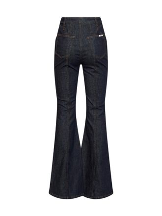 Self Portrait Flared High-Rise Denim Jeans - Blue