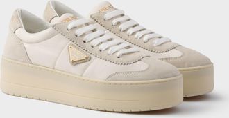 Prada Downtown Bold nylon and suede sneakers