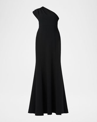 Shoshanna McKenna One-Shoulder Crepe Gown