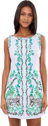 Lilly Pulitzer Eleanora Shift Rompers Womens Dress Resort White Royal Zoo Engineered Romper : 10, Lyocell/Nylon/Rayon