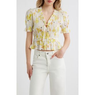 Rails Fontaine Floral Smocked Top in Tossed Daffodils at Nordstrom, Size X-Small