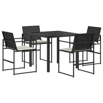 vidaXL Conjunto De Comedor De Jard&iacute;n Con Coj&iacute;n 5 Pcs Negro Y Crema Vidaxl