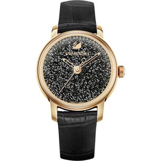 Swarovski Crystalline Hours Horloge - Dames - Accessoires - Zwart - Maat: ONE Size Leer