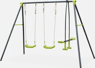 Sweeek Sweeek - Columpio Y Balanc&iacute;n Con Soporte, Tramontane, Verde, 272x154x197 Cm