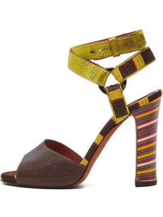 Missoni 120mm leather striped heel sandals - Brown