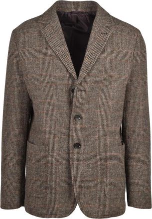 Aspesi Brown Check Pattern Virgin Wool Isaac Blazer