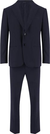 Giorgio Armani Gm 004604 Enkele rij knopen pak - Heren - Business pakken - Blauw - L - Wol - Kostuums