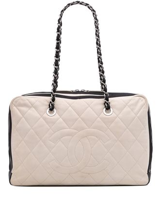 Chanel 2009-2010 CC Quilted Lambskin Zip shoulder bag - women - Lambskin/Nylon - One Size - White