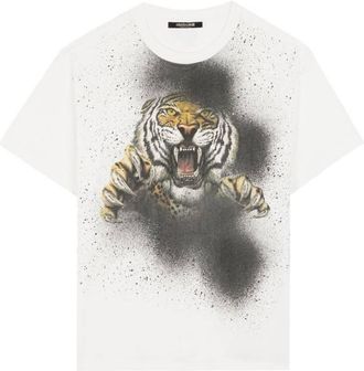 Roberto Cavalli Tiger Graphic Print Cotton T-Shirt, Size X-Large