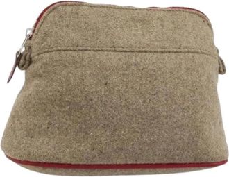 Herm&egrave;s Pre-owned Pouch - Dames - Vintage Mini Tas - Beige - ONE Size - Wol - Vintage