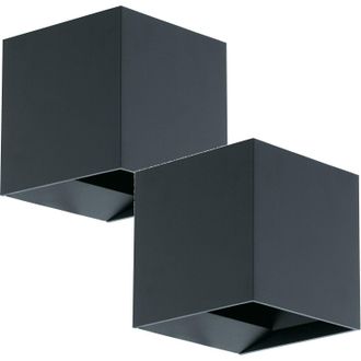 Loops 2 PACK IP54 Outdoor Wall Light Anthracite Aluminium Box 3.3W LED Lamp