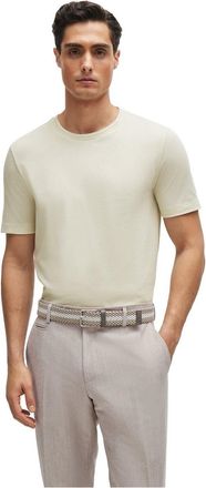 HUGO BOSS Mens Tiburt Bubble Structure Cotton Short Sleeve T-Shirt in Open White 131 - Size X-Large