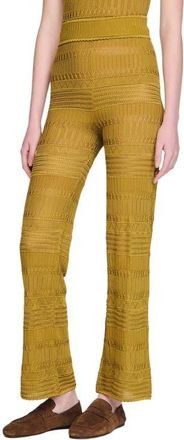 Sandro Pointelle knit trousers in Olive at Nordstrom, Size 38 Eu