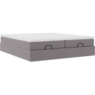 vidaXL Estructura Cama Otomana Colchones Cuero Sint&eacute;tico Gris Vidaxl