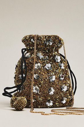 Maeve Sequined Beaded Cinched Pouch