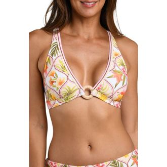 La Blanca Palm O-Ring Bikini Top in White Multi at Nordstrom, Size 10