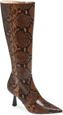 Stuart Weitzman Stuart Supersculpt Pointy Toe Knee High Boot 75 in Espresso Snake at Nordstrom Rack, Size 7.5