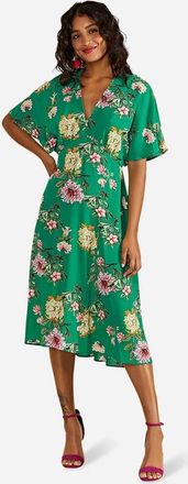 Yumi Floral Midi Dress in Green at Nordstrom, Size 22