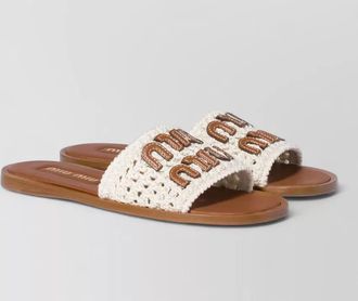 Miu Miu leather slides open toe crochet detail