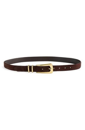 Madewell Elongated Buckle Suede Belt in Dark Carob at Nordstrom, Size Large