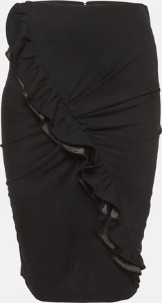 Emporio Armani Black Jersey Ruffle Detail Pencil Skirt