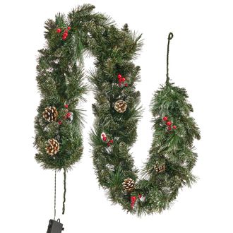 Beliani Beliani - Guirnalda Led Verde Blanco 180 Cm Material Sint&eacute;tico Navidad Pi&ntilde;as Bayas Wapta