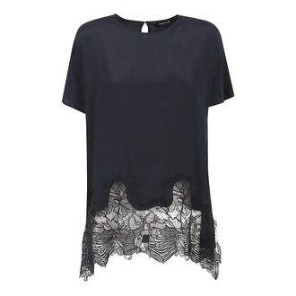 Fabiana Filippi T-Shirts, female, Blue, Size: M Crepe de Chine Top