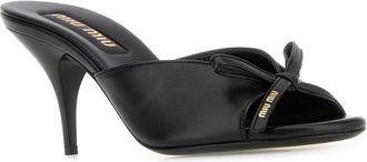 Miu Miu Womens Black Nappa Leather Mules Nero Sandali Sandal