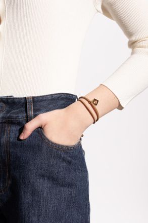 Fendi Leather Bracelet, Womens, Brown