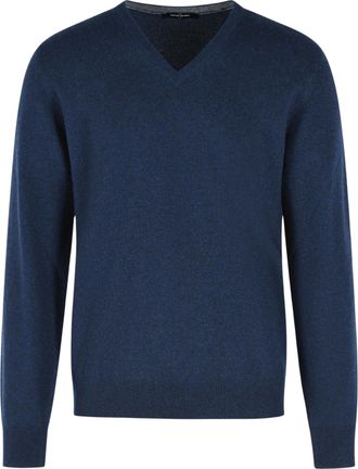 Gran Sasso Deep V-Neck Ribbed Cashmere Sweater