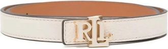 Ralph Lauren Logo Omkeerbare Gekorrelde Lederen Riem - Dames - Riemen - Wit - S - Leer - Accessoires