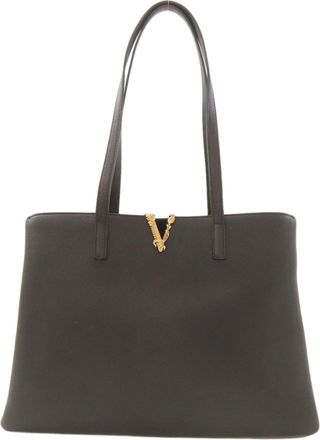 Versace Black Leather Tote Bag (Pre-Owned)