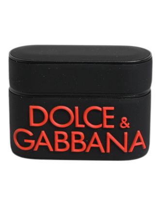 Dolce & Gabbana Black Orange Silicone Embossed Logo Airpods Case Pvc Polycarbonate Rubber Accessory
