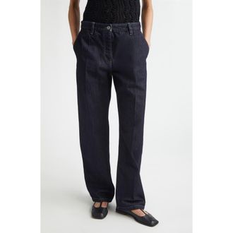 Jil Sander Pleated Straight Leg Jeans in Magnet at Nordstrom, Size 10 Us