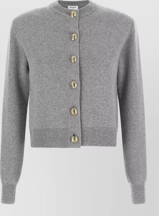 Balmain cashmere mohair ribbed crew neck cardigan