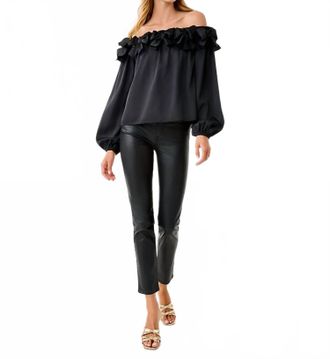 Lilly Pulitzer Analea Off The Shoulder Top In Noir
