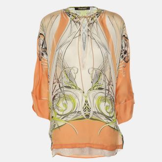 Roberto Cavalli Multicolor Printed Silk Top
