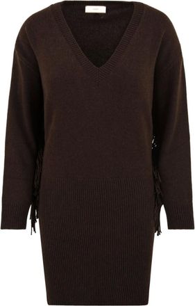 Akep Dames, Jurken, Bruin, Maat: XS Wol