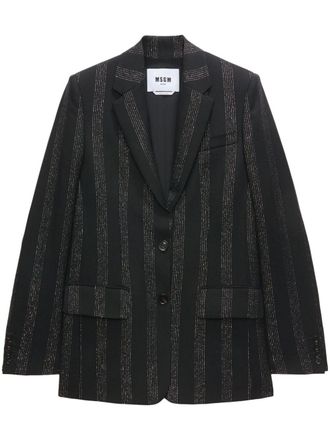 Msgm striped single-breasted blazer - Black