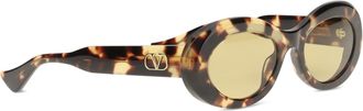 Valentino Garavani VG0057S Oval Acetate Sunglasses - Brown