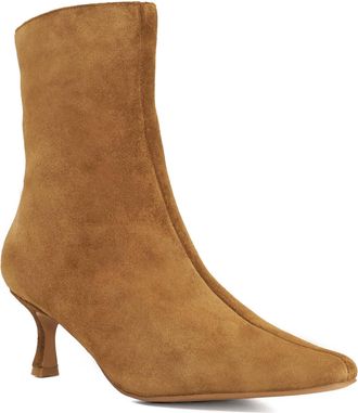 Dune London Womens Ladies Octavia - Suede Kitten Heel Ankle Boots - Tan Leather - Size UK 5