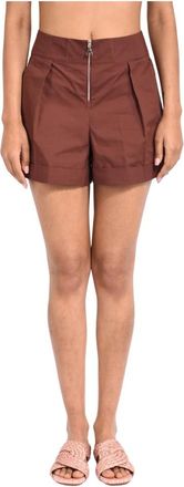 Patrizia Pepe Patrizia Pepe, Casual Shorts, female, Brown, Size: XS Poplin Cotton Shorts