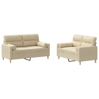vidaXL vidaXL Set Divani 2 pz con Cuscini Crema in Tessuto