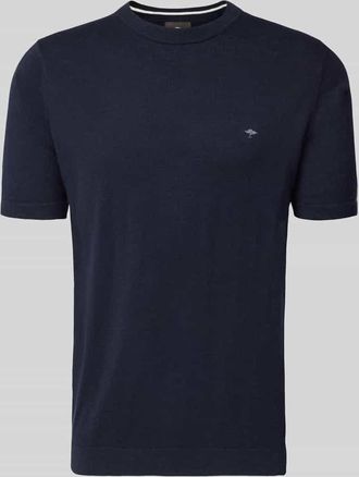 Fynch-Hatton Fynch-Hatton Regular Fit T-Shirt mit Leinen-Anteil in Strick-Optik in Marine, Gr&ouml;&szlig;e 3XL